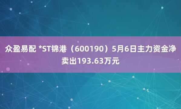 众盈易配 *ST锦港（600190）5月6日主力资金净卖出193.63万元